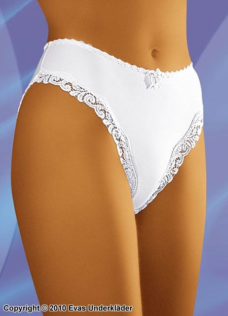 Panty with high waist and lace trim